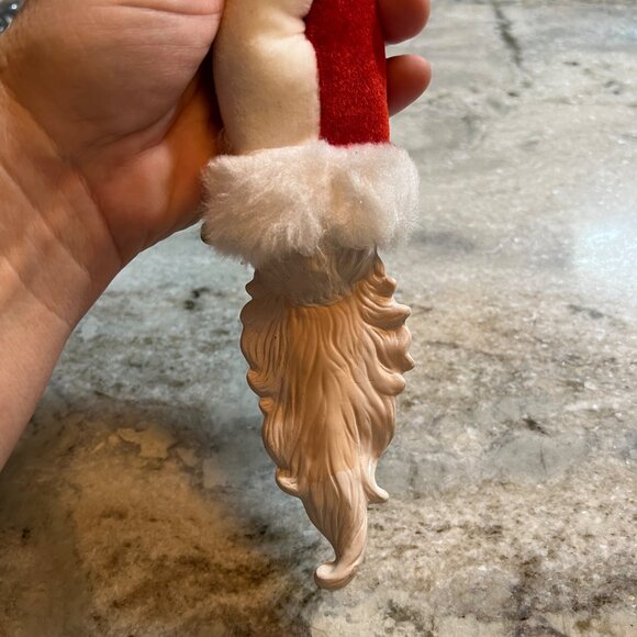 Vintage Santa Claus Head Ornament With Red & White Hat And Long Beard - Picture 4 of 7